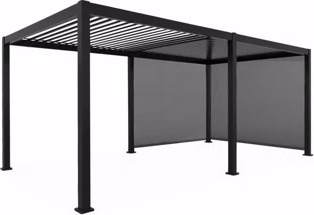 Pergola bioclimatica Sweeek in alluminio con 2 tende, colore antracite, L: 6 m, P: 3 m