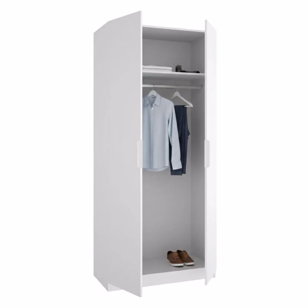 Armadio da camera da letto DMORA con 2 ante e cassetti integrati, moderno, bianco opaco, L: 51 cm, H: 204 cm – 2