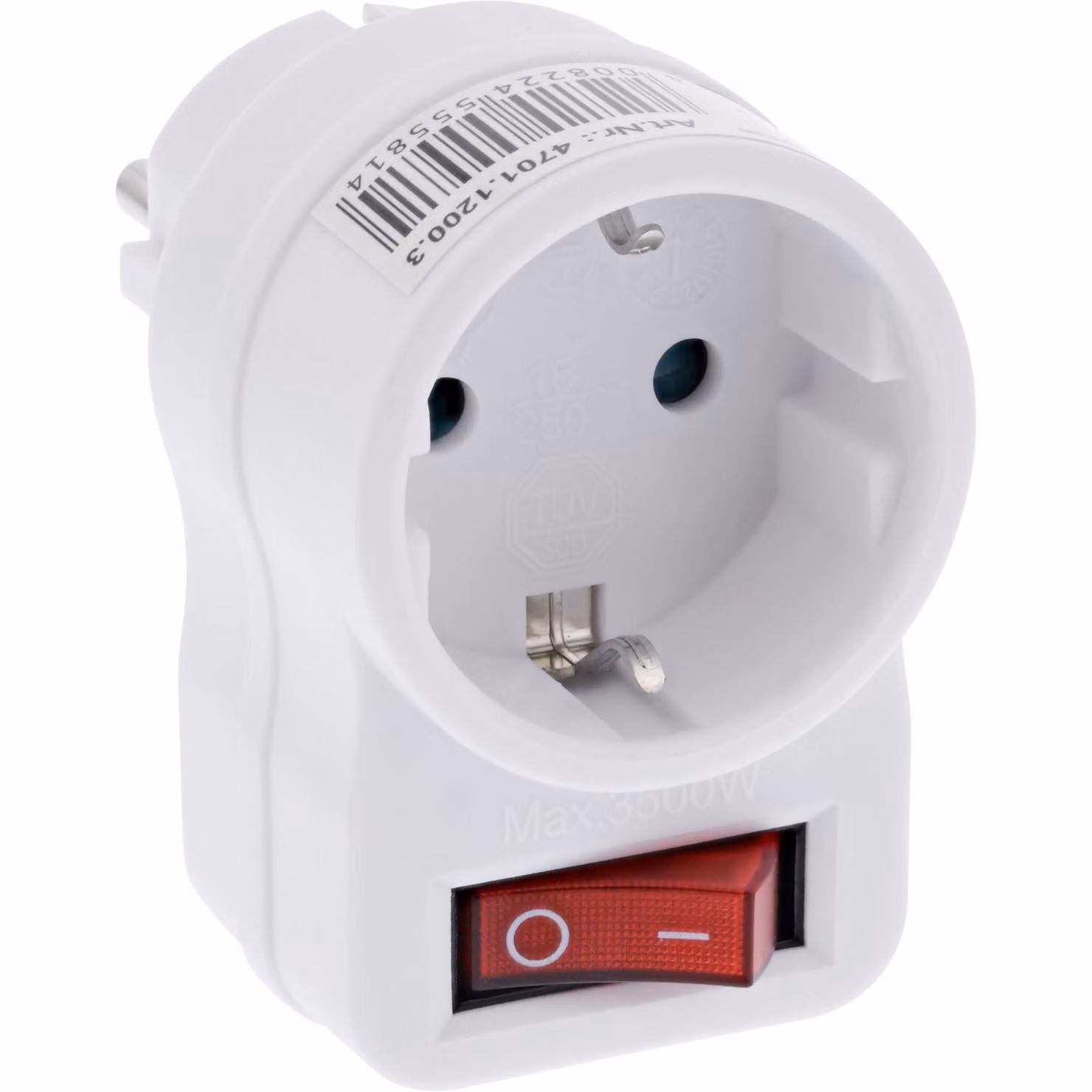 Spina adattatore Kopp con interruttore, 1 pezzo, artico/bianco, 470112003