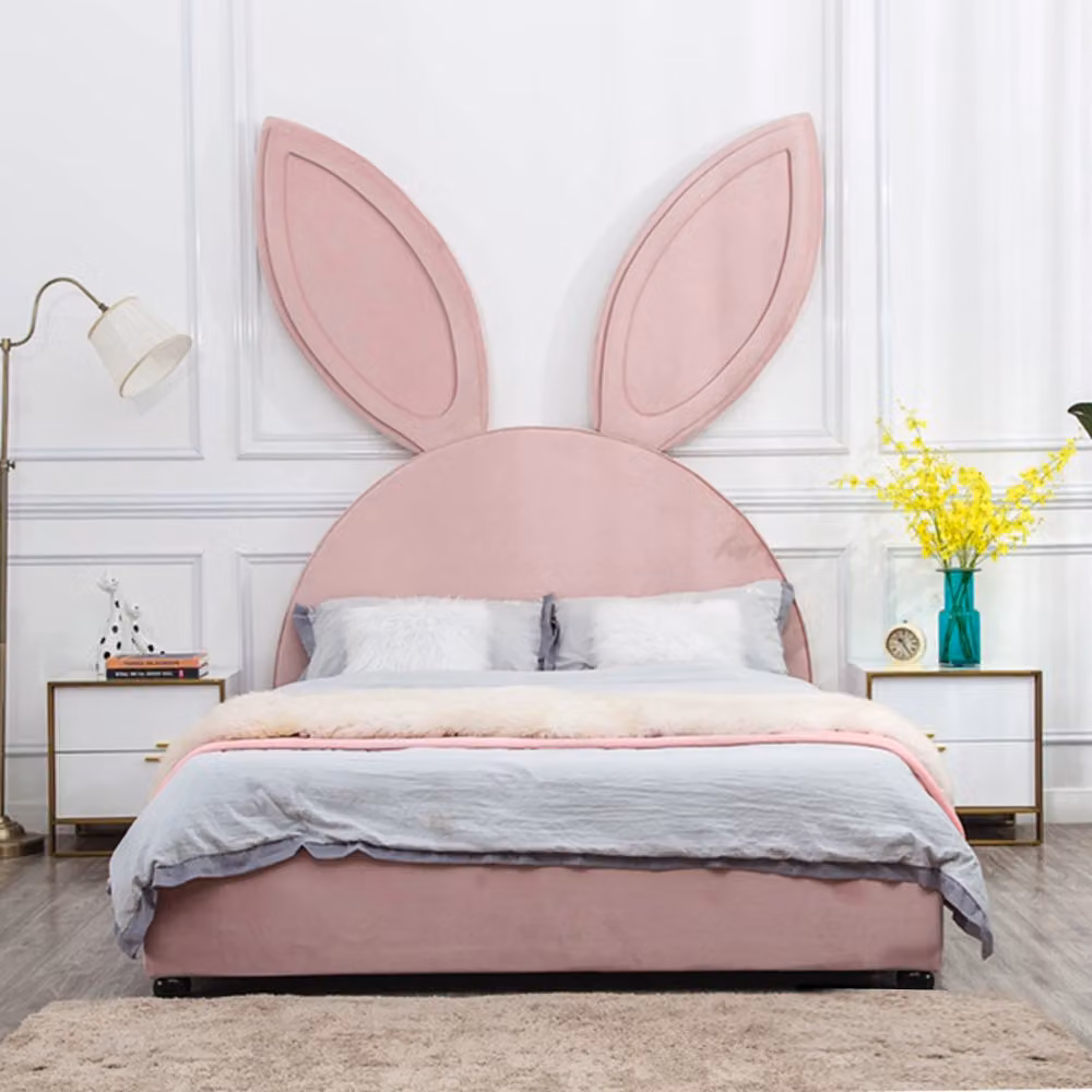 Letto Letto da ragazza Letto da principessa Letto matrimoniale Letto in velluto Letto per bambini a tema Letto per ospiti moderno Con materasso Rosa L150*L200cm
