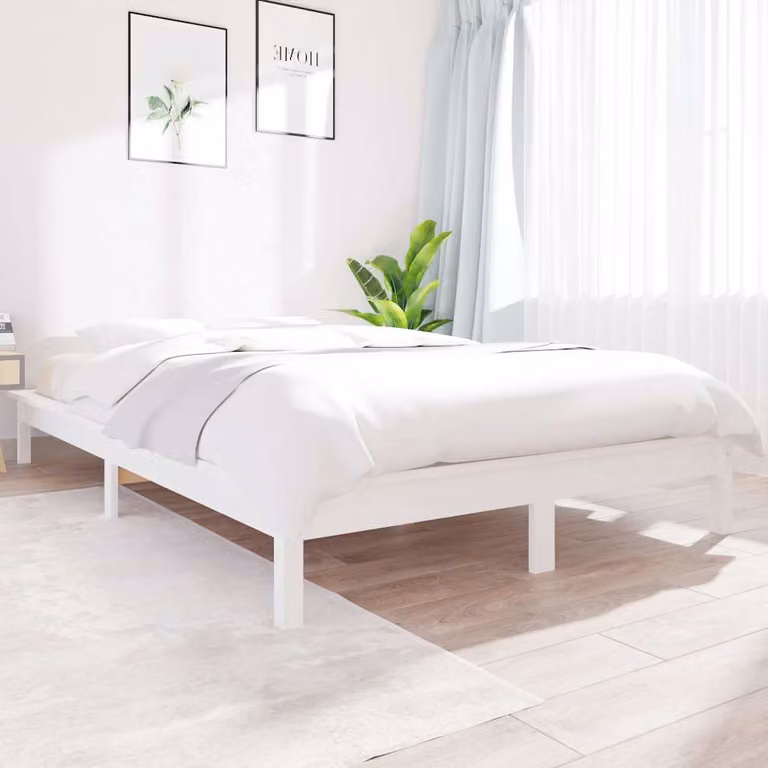 Giroletto vidaXL in legno massello di pino bianco con doghe fisse L/P: 140 x 200 cm