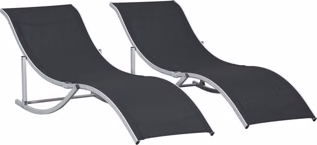 Outsunny Set 2 Sdraio da Giardino Pieghevoli in Alluminio e Texteline, 61x165x63 cm, Nero   Aosom Italy