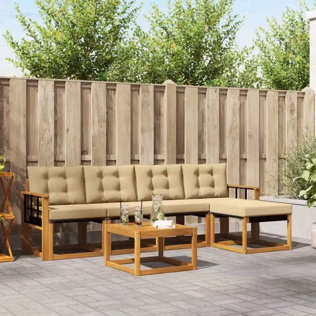 Set di divani da esterno 6 pz Naturale e Beige 3368600