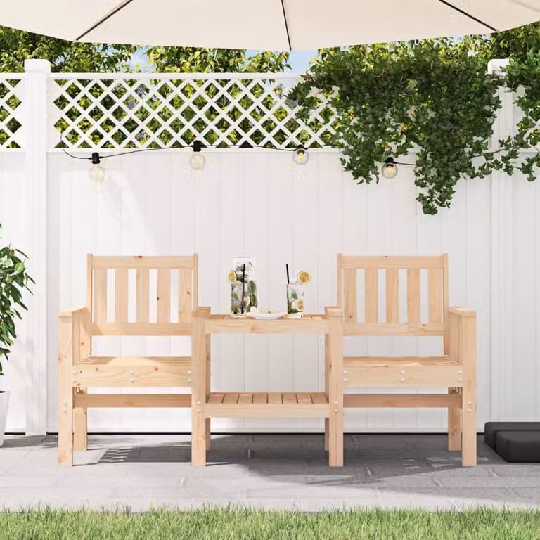 vidaXL Panca da Giardino con Tavolino 2 Posti Legno Massello di Pino