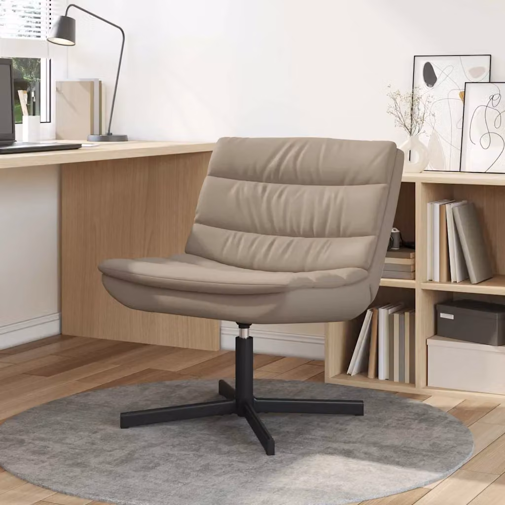 Sedia girevole moderna vidaXL in similpelle color cappuccino, L: 63 cm, P: 75 cm, H: 76 cm