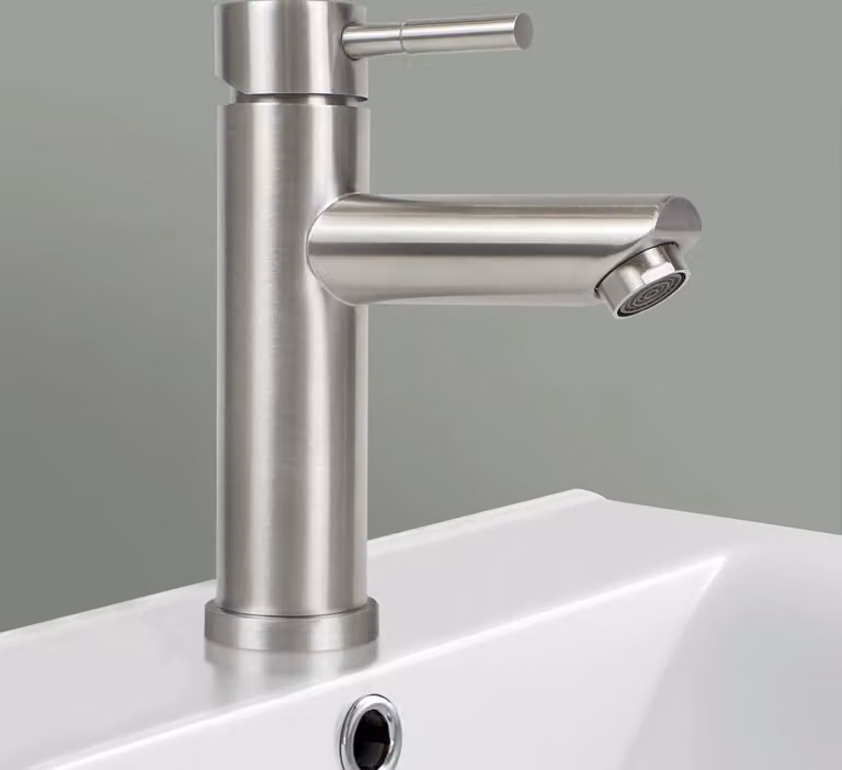 ZMH rubinetto bagno lavabo miscelatore - rubinetto acqua fredda ad alta pressione con altezza bocca 100 mm rubinetto miscelatore monocomando per bagno, nichel spazzolato