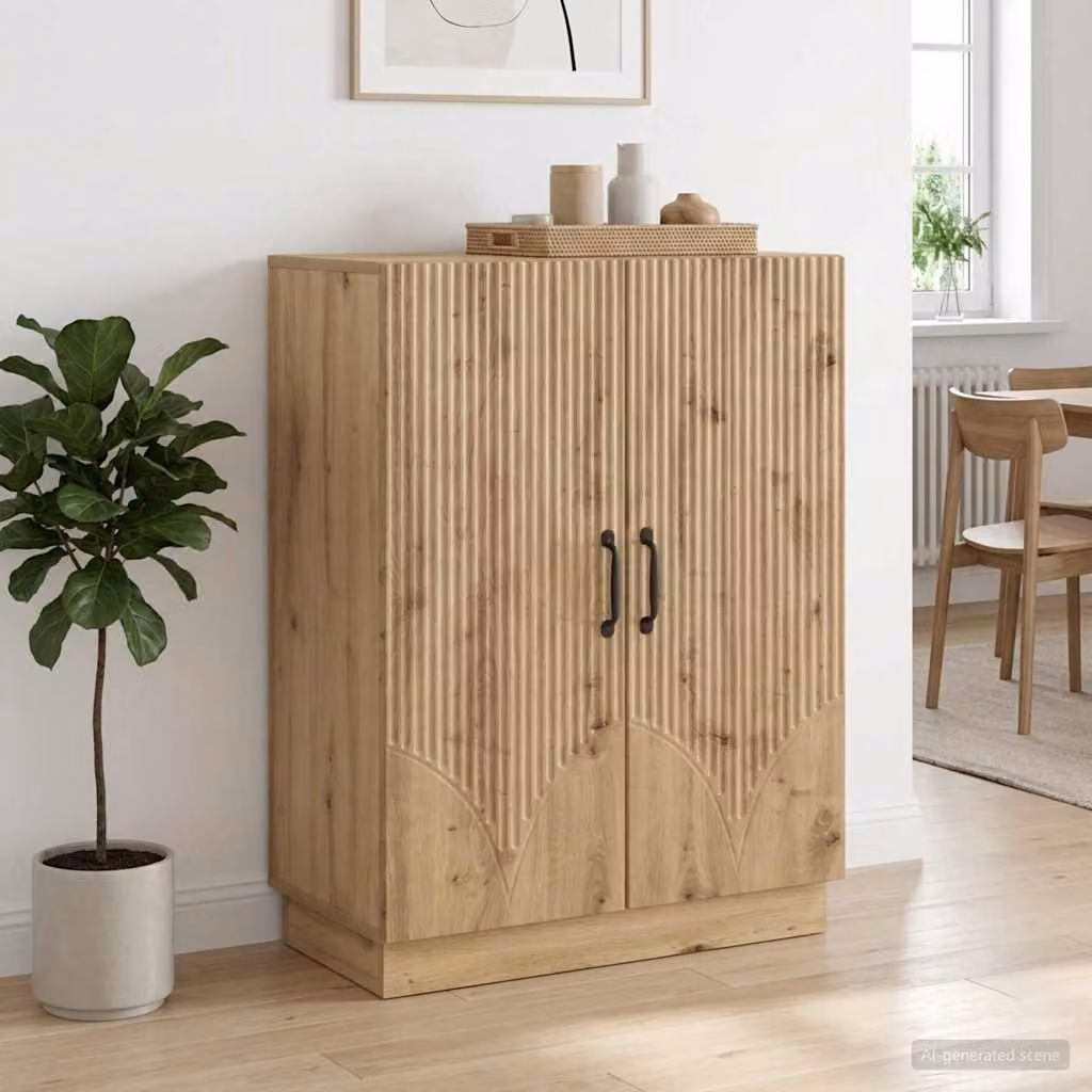 Credenza moderna vidaXL in legno e metallo color marrone L: 66 cm, P: 34,5 cm, H: 87 cm