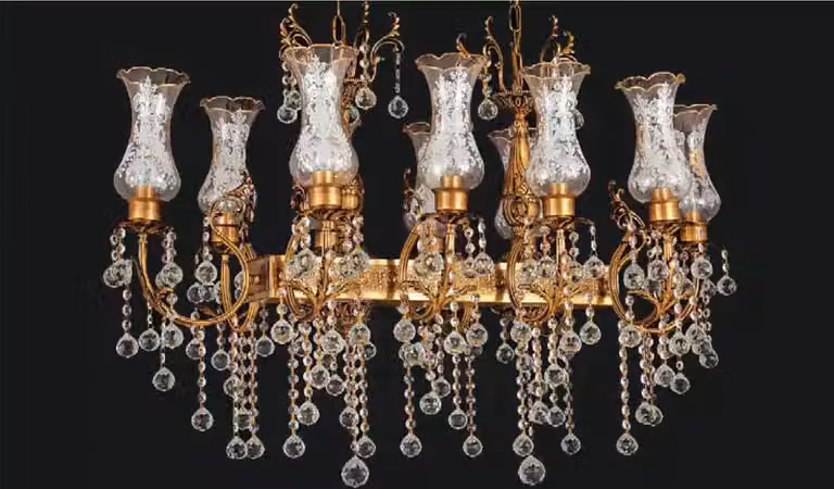 Kronleuchter Deckenleuchter Luxus Deckenlampe Lüster Gold Kristall Leuchte