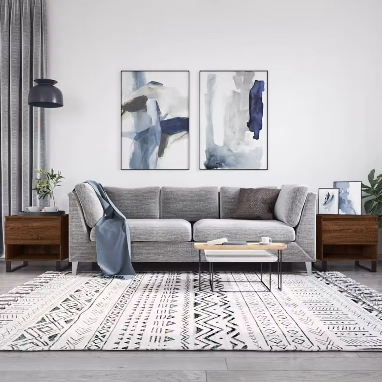 Set di 2 tavolini da salotto moderni vidaXL in legno e metallo, colore rovere marrone, L/P/H: 50 x 46 x 50 cm