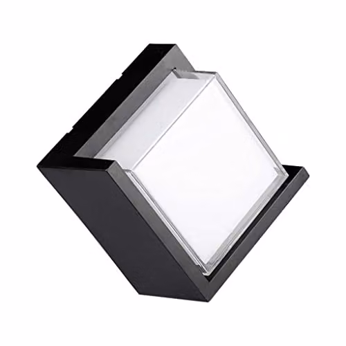 Lampada LED da Muro Quadrato 12W con Diffusore Semicoperto Colore Nero 3000K IP65