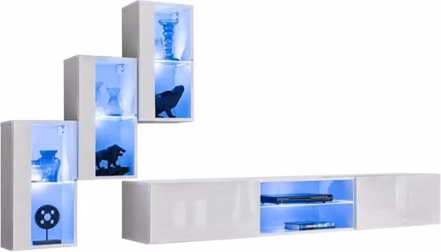 Set di mobili da salotto SWITCH XXII design, colore bianco lucido.
