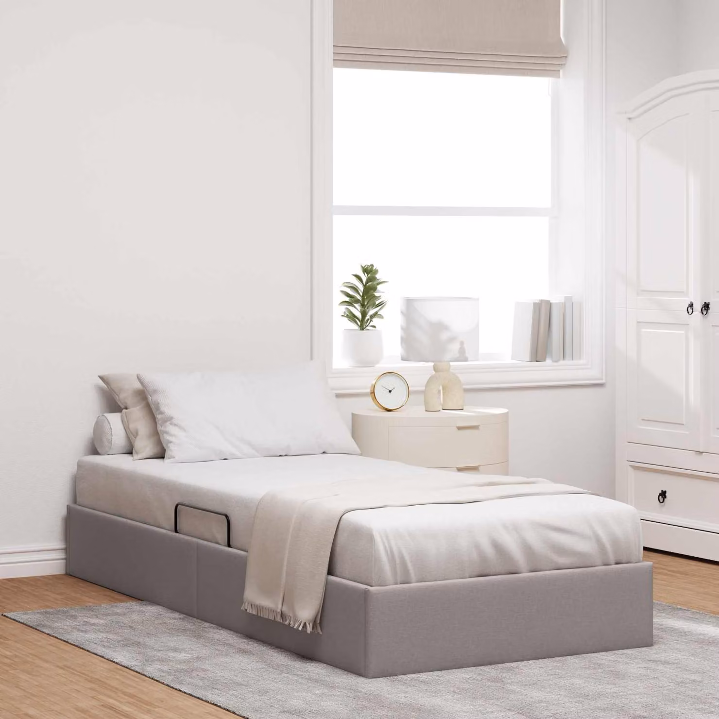 Letto ottomano con contenitore vidaXL Talpa in tessuto beige o grigio L/P: 100 x 200 cm