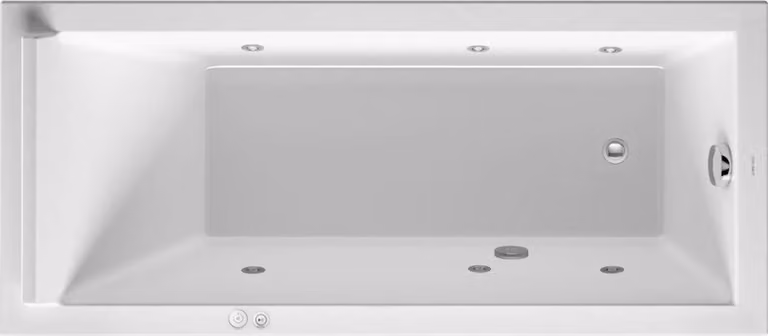 Duravit Starck Bains à remous, à encastrer, simple dos, bâti-support, garniture de vidage et de trop-plein chrome, système à jet, 1600x700mm, 760333000JS1000, 760333000JS1000
