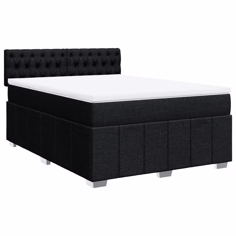 Giroletto a Molle con Materasso Nero 160x200 cm in Tessuto