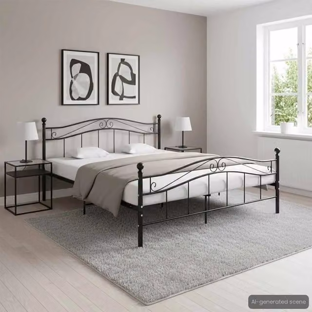 Letto con struttura in metallo nero vidaXL L/P: 160 x 200 cm – 1