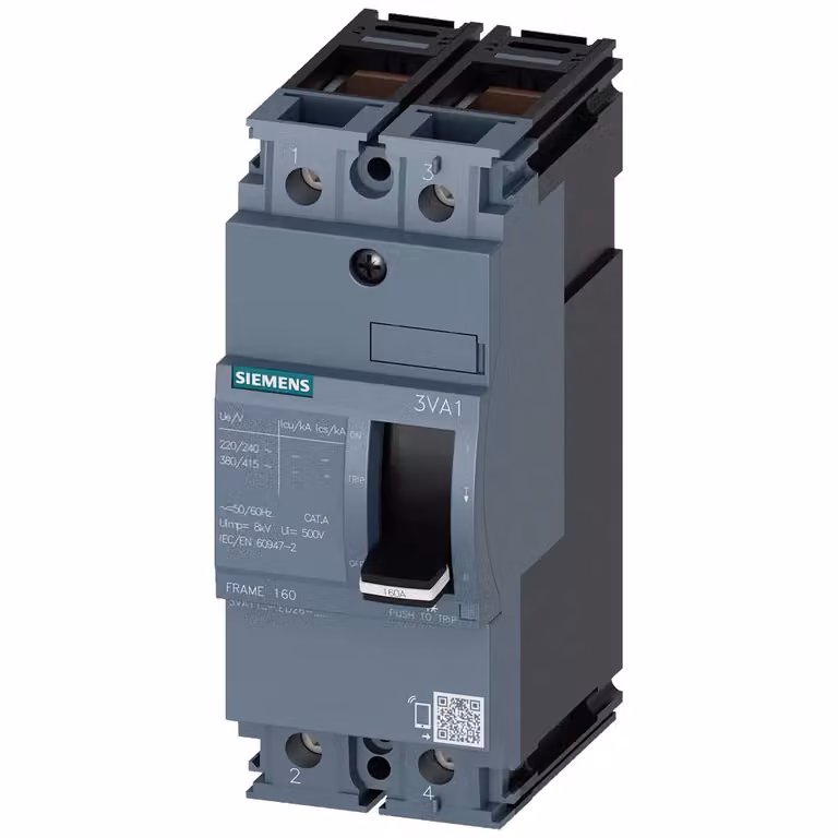 Interruttore di potenza Siemens 3VA1, telaio IEC 160, classe di capacità di interruzione S, Icu=36 kA a 415 V, 3VA11104ED260AA0