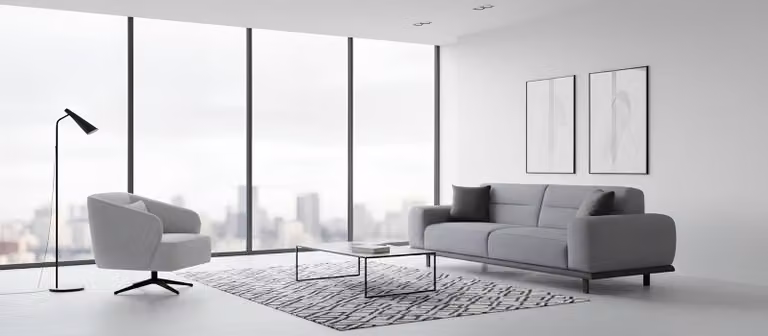 Divano moderno a tre posti e poltrona, set ideale per un soggiorno elegante