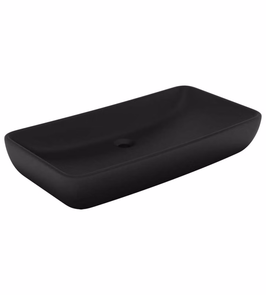 Lavandino da appoggio rettangolare vidaXL in ceramica nero opaco L: 71 cm, P: 38 cm, H: 13,5 cm – 2