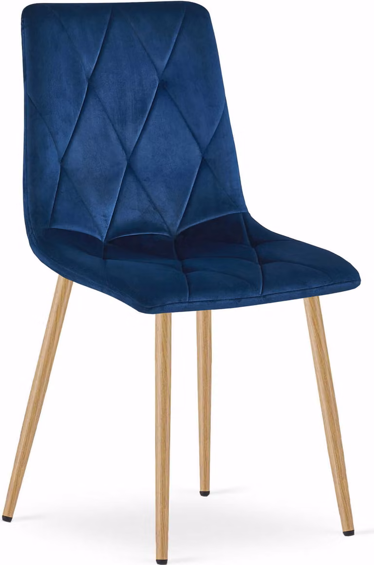 Sedia LIBRA Valora, velluto blu navy, gambe in legno x1 | Sedia blu navy con gambe in legno per un arredamento misto
