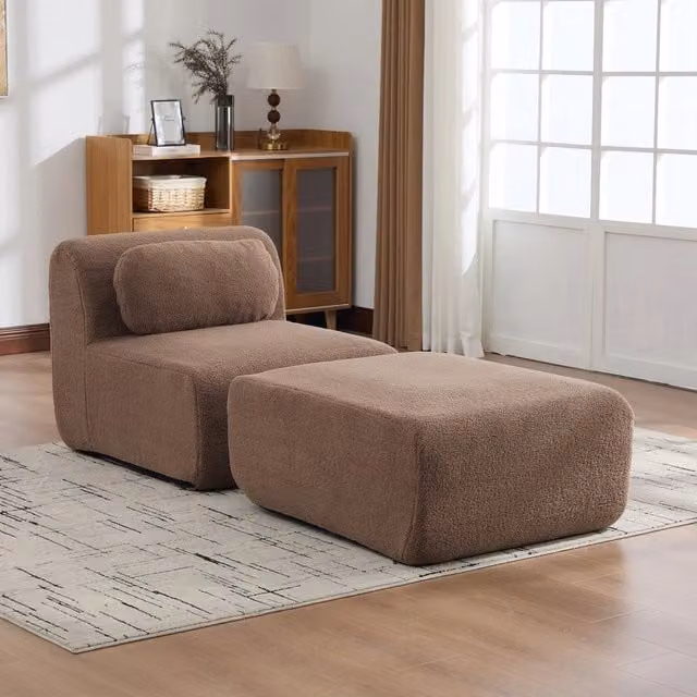 Divano 3 Posti in Tessuto ¨C MINIMAL ¨C Beige/Cammello