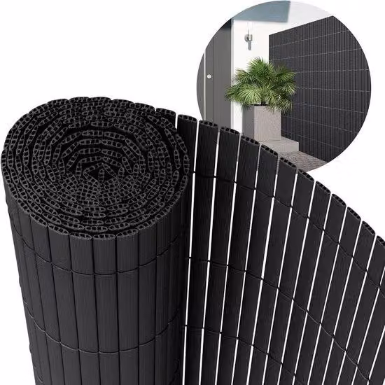 Parete divisoria per balcone color antracite - Modello in PVC con triplo rinforzo - 160x400 cm - Divisorio per terrazza