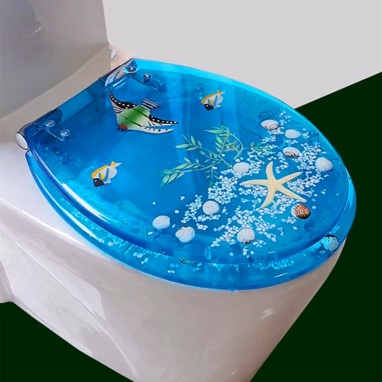 Copriwater in resina trasparente con cerniera antibatterica
