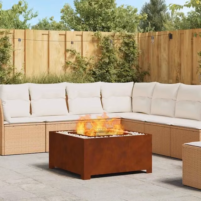 Braciere a Fuoco vidaXL in Acciaio Corten Marrone L: 80 cm, P: 80 cm, H: 40 cm – 1