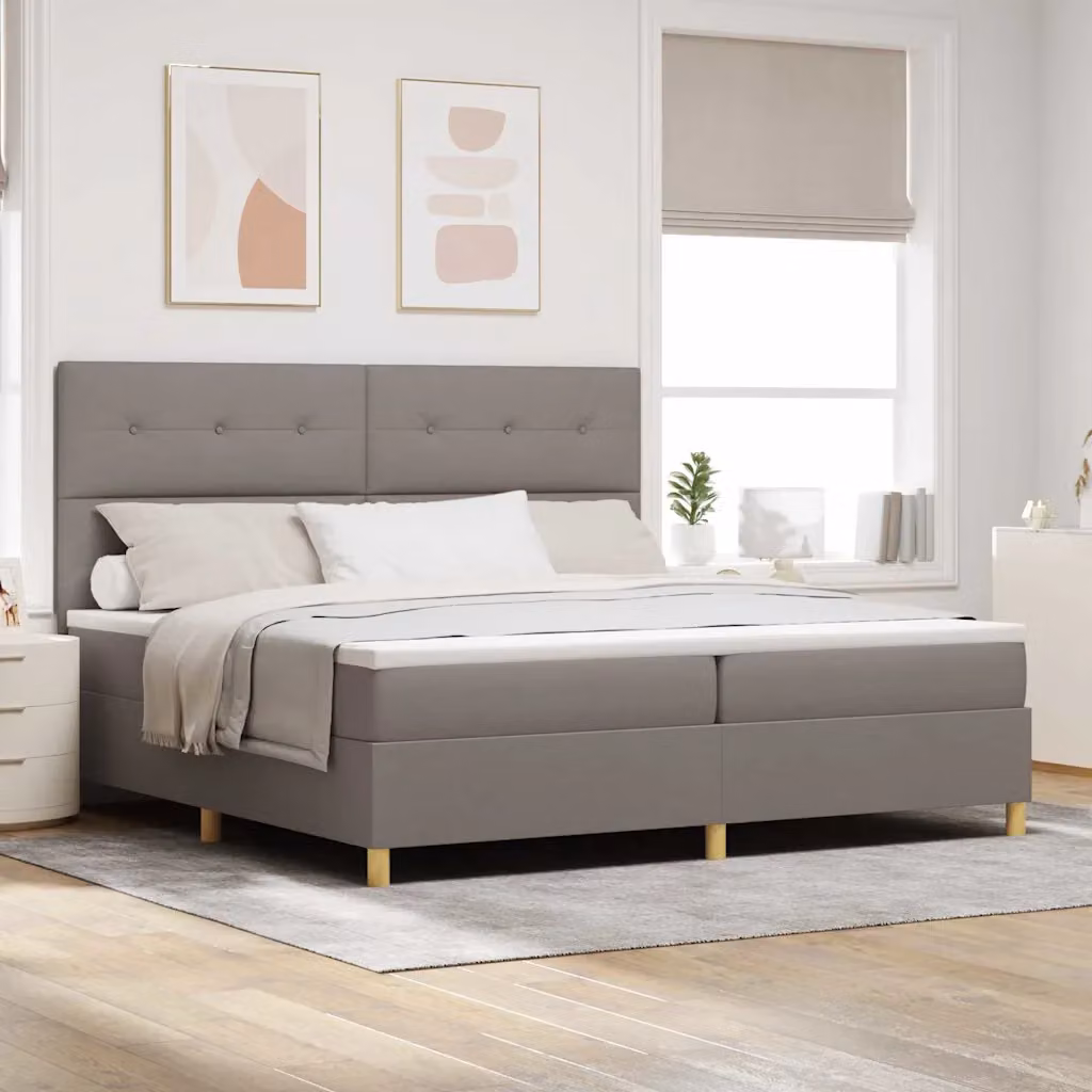 Letto a molla con illuminazione LED e materasso Talpa vidaXL in tessuto beige o grigio, L/P/H: 200 x 200 x 28 cm – 1