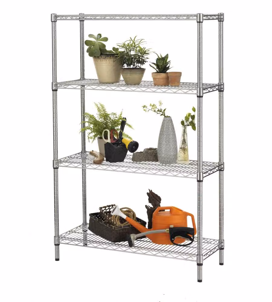 Scaffale metallico Archimede Serena Group con 4 ripiani regolabili per uso esterno, L/P/H: 90 x 35 x 137 cm