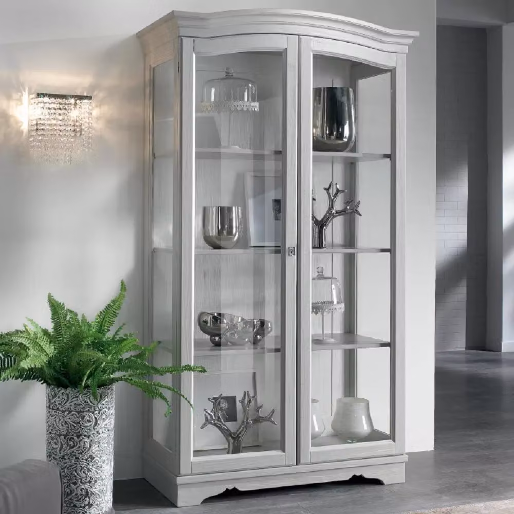 Vetrina Gendarme Mobili 2G in legno massello con ante in vetro bianco L: 106 cm, P: 46 cm, H: 191 cm – 2
