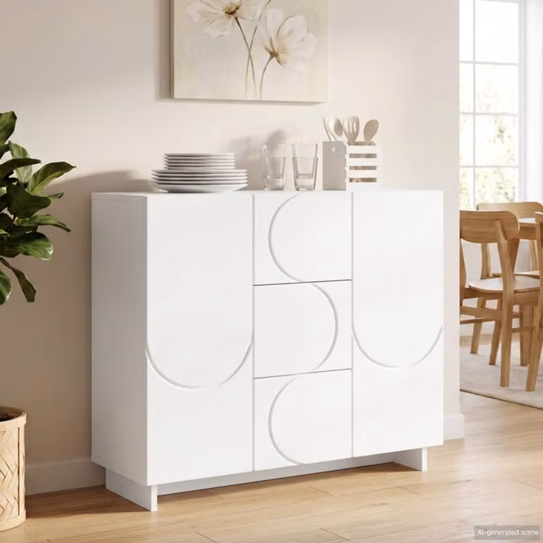 Credenza moderna vidaXL in legno ingegnerizzato bianco, L 85,5 x P 31 x H 75 cm