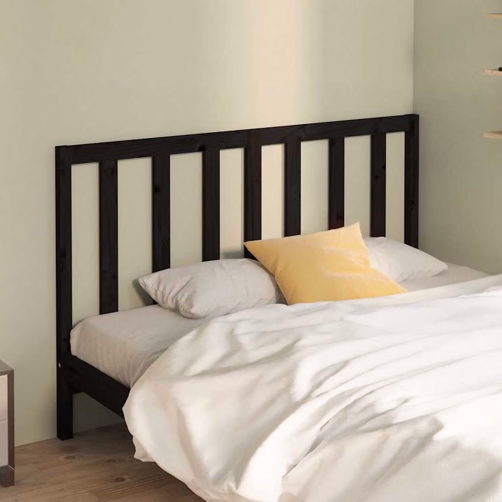 Testiera per letto vidaXL in legno massello di pino nero, stile rustico, L: 166 cm, P: 4 cm, H: 100 cm