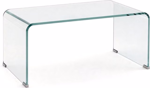 Tavolino Moderno da Salotto con Design Monoblocco 80x45x35 cm in Vetro Temperato Trasparente