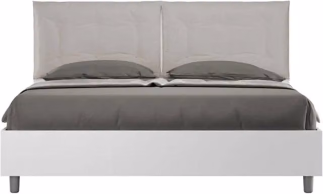 Letto matrimoniale senza rete 160x200 bianco frassino cuscini similpelle tortora Egos Annalisa