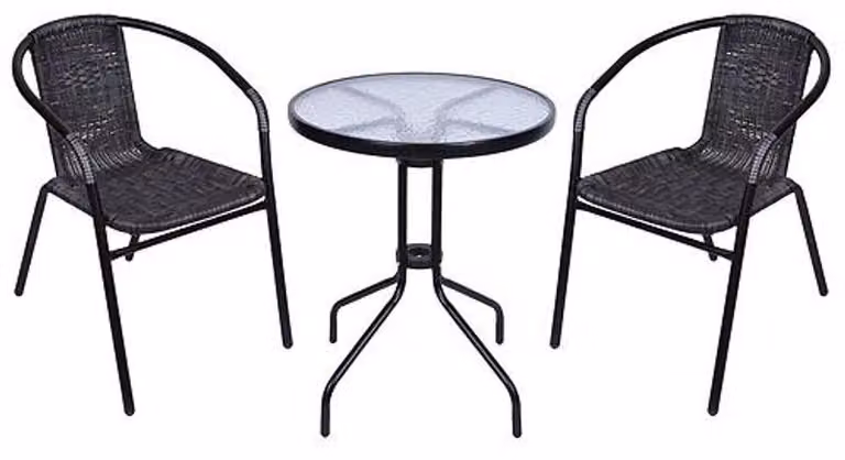 Set ALESIA da balcone, nero/antracite, tavolo 70x60 cm, 2x sedia 52x55x73 cm, in acciaio