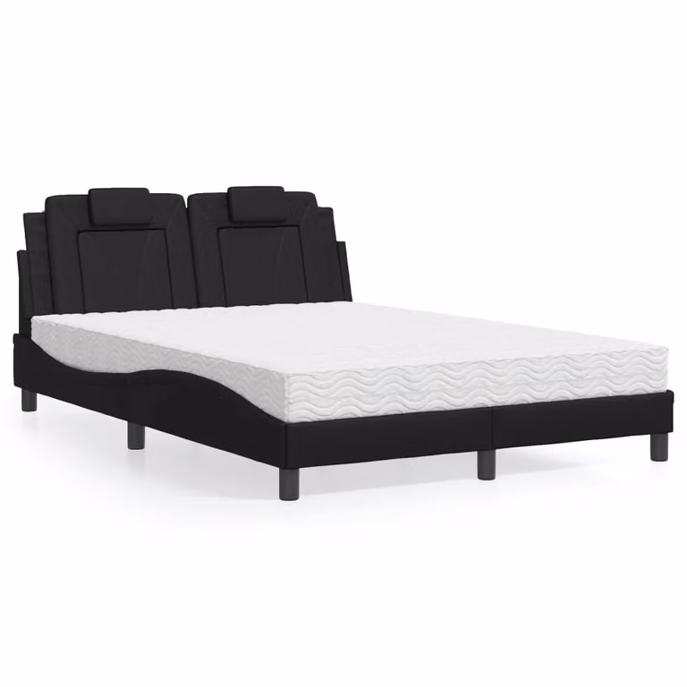 Letto Viana vidaXL con Materasso in Similpelle Nero, L/P: 120 x 200 cm