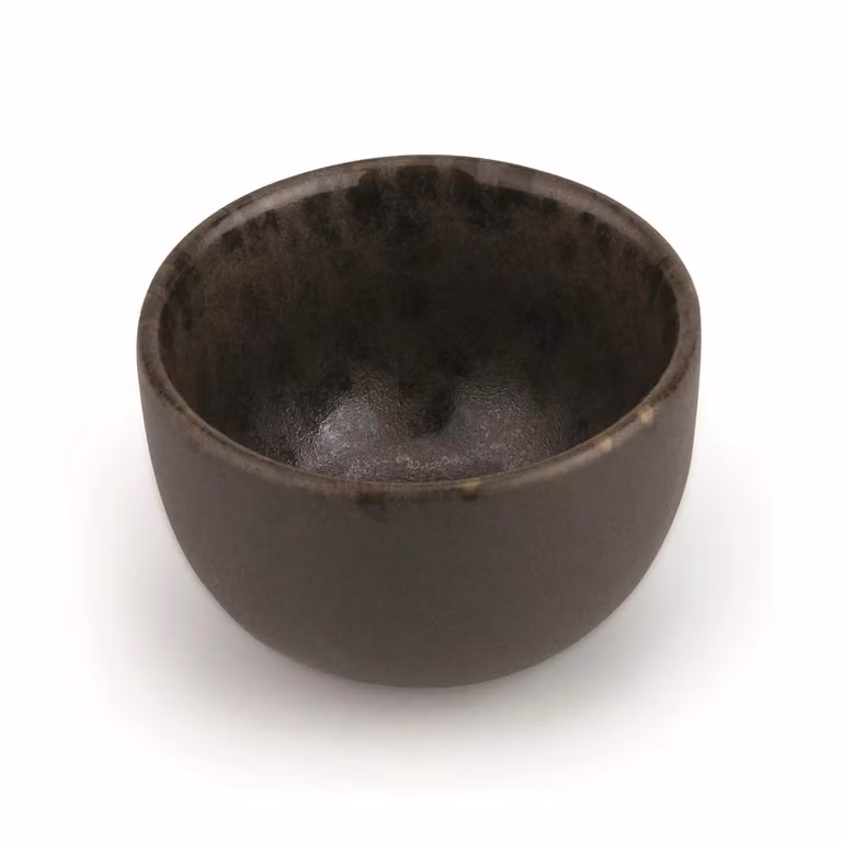 Coppetta rotonda color marrone con puntini ruggine Le Coq Phobos, diam. 6,5cm, 6 pezzi