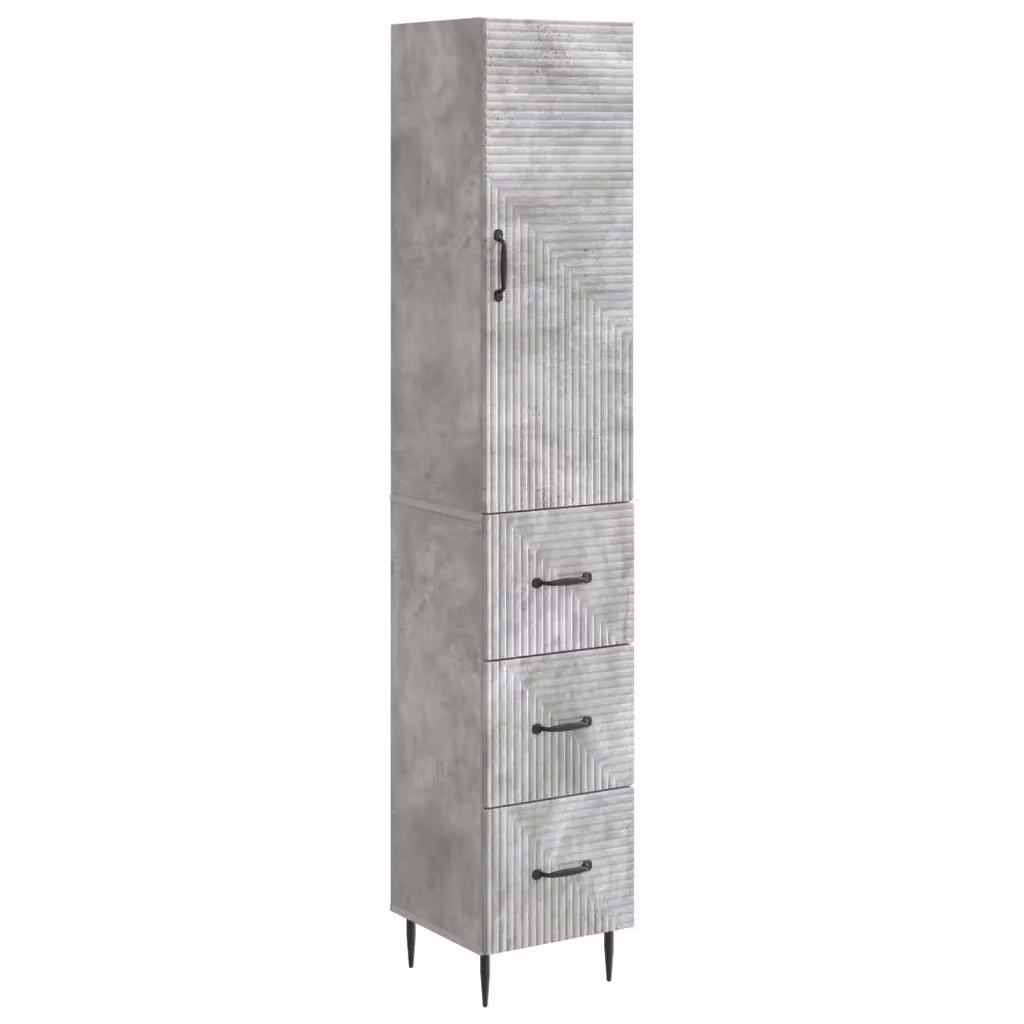 Set di 2 armadi moderni vidaXL in MDF grigio opaco con ante scorrevoli, ripiani e cassetti interni, L/P/H: 33 x 34,5 x 90 cm – 2
