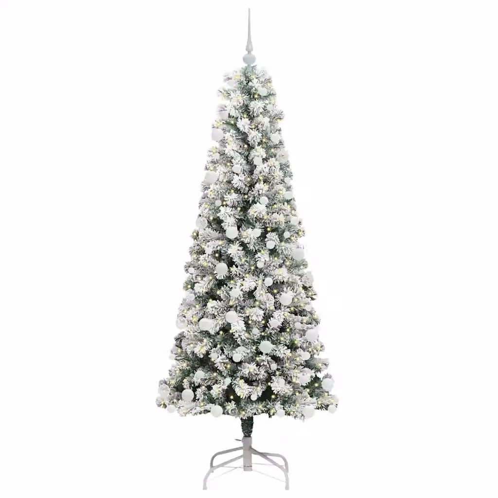 Albero di Natale artificiale moderno vidaXL con rami pieghevoli e luci LED bianco caldo, Altezza: 180 cm – 2