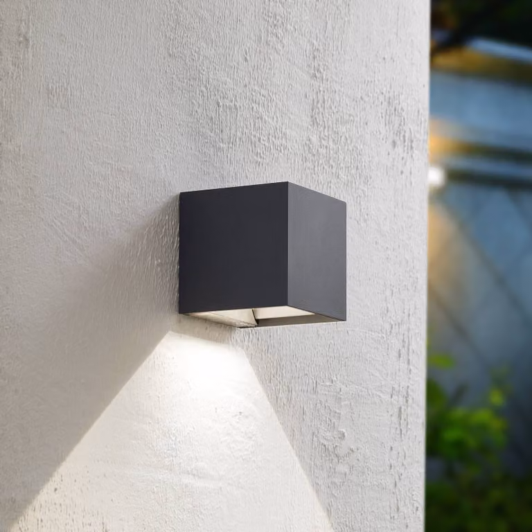 Prios LED lampada solare da parete Lius, altezza 15 cm, sensore di movimento Lius PRIOS, Nero, Alluminio, Moderno
