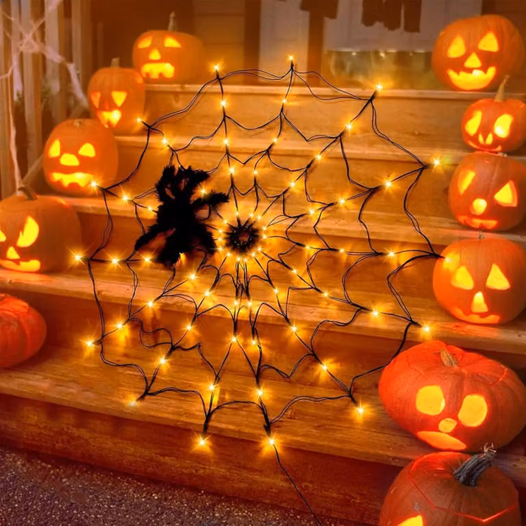 Catena luminosa a LED per Halloween, 70 LED, 1,2 metri, arancione, alimentata a batteria