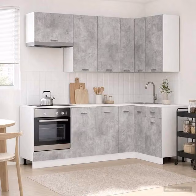 Unità Cucina Moderna vidaXL in 8 Pezzi Grigio Opaco in MDF