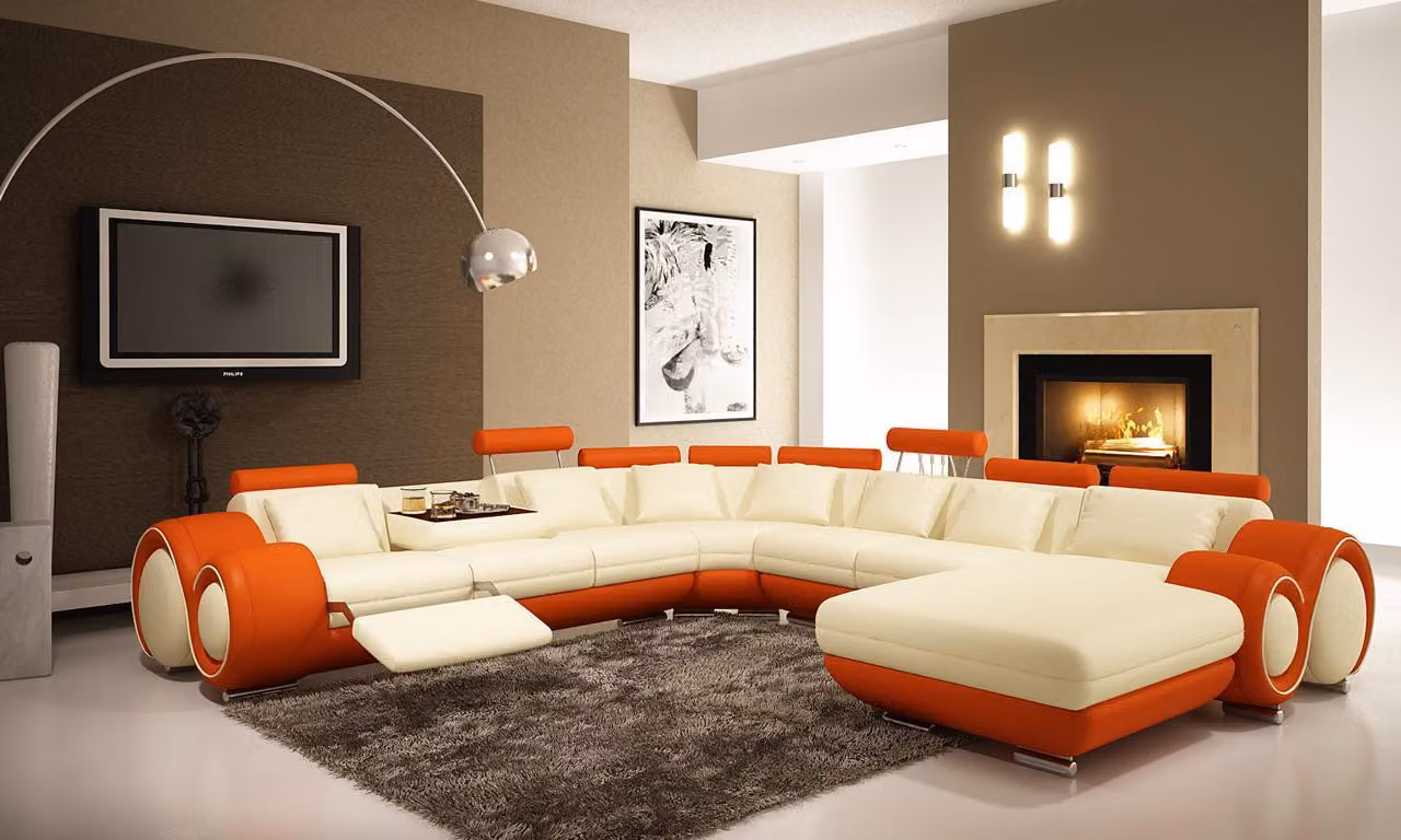 Multifunktions Ledercouch Couch Sofa Polster Ecksofa Moderne XXL Big Couchen