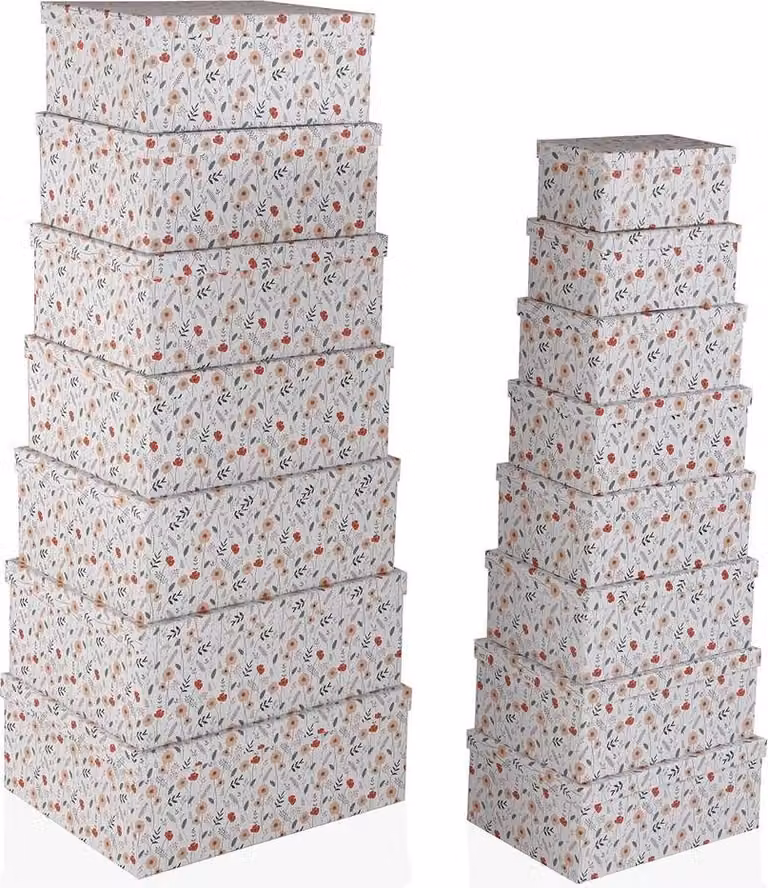 Set di scatole organizer impilabili Versa in cartone Blomster 15 pezzi