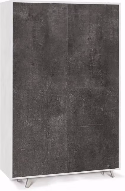 Armadio mobile 4 ante con apertura push-pull 107x41x169h cm in kit colore Ossido bianco e Ossido nero