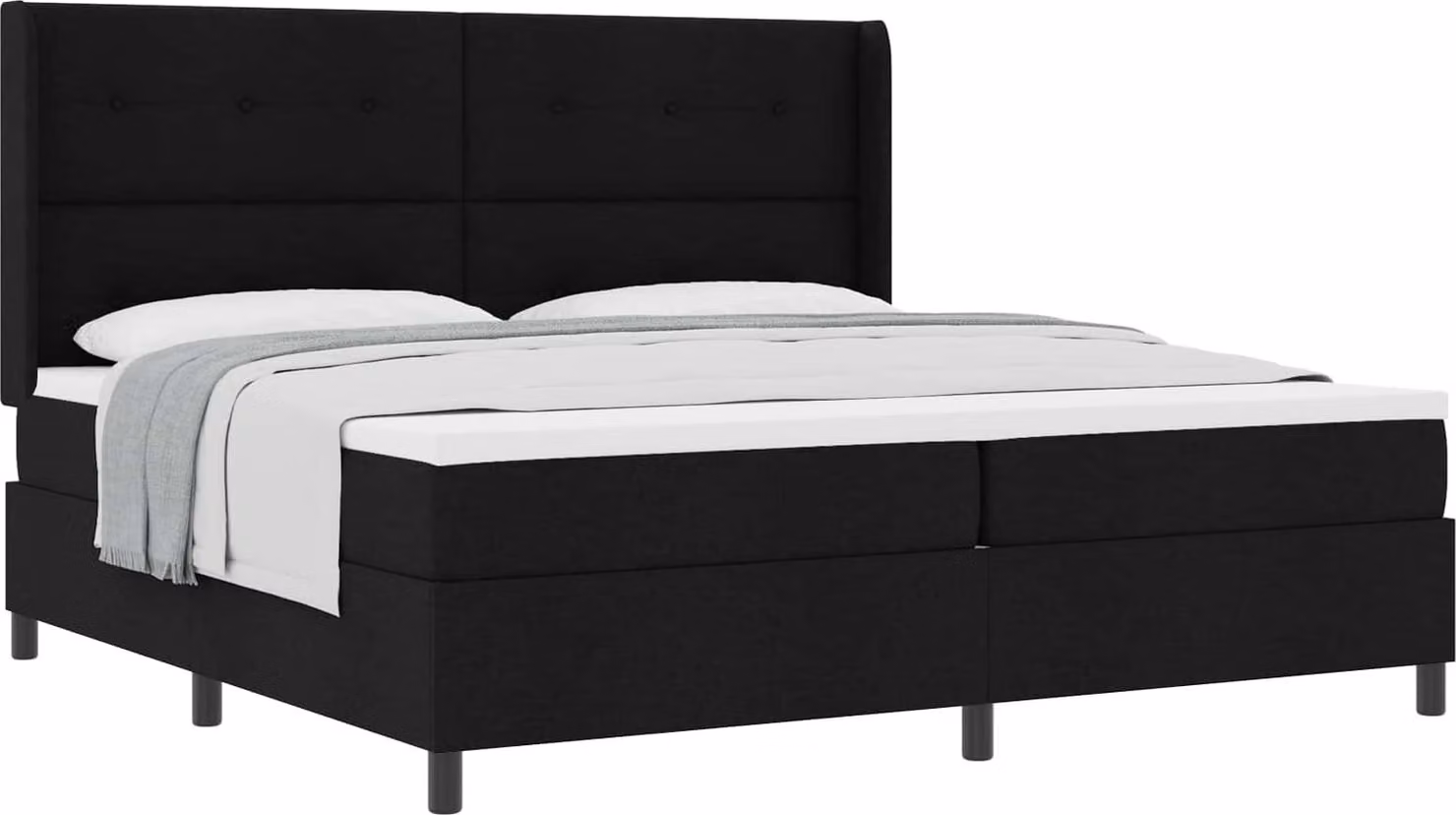 Letto a molle con materasso nero 200 x 200 cm in tessuto