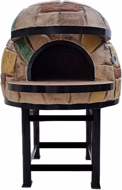 Forno a legna artigianale rustico con cupola e base in acciaio multicolore, Diametro: 100 cm – 1