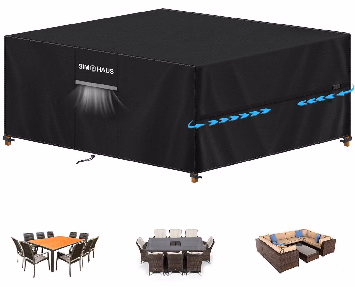 Copertura per mobili da giardino, dimensioni XXL, 300x250x100 cm, impermeabile, realizzata in tessuto Oxford 420D con aperture di ventilazione