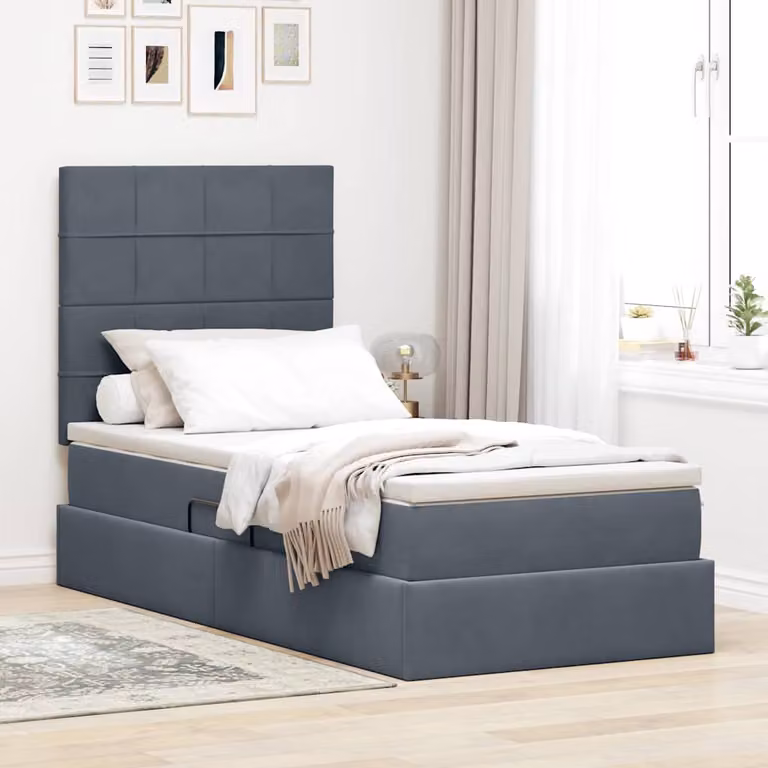Letto con contenitore e materasso vidaXL Grigio, L: 100 cm, H: 204 cm, P: 200 cm