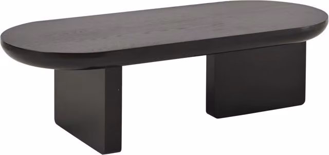 Tavolino da salotto ovale nero in MDF 119,7x49,8x35,5 cm con finitura a spruzzo, design minimalista moderno